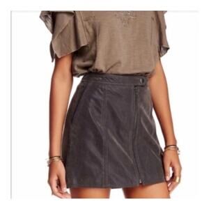 Free People Get Into the Grove Faux Suede Gray Mini Skirt size 6
